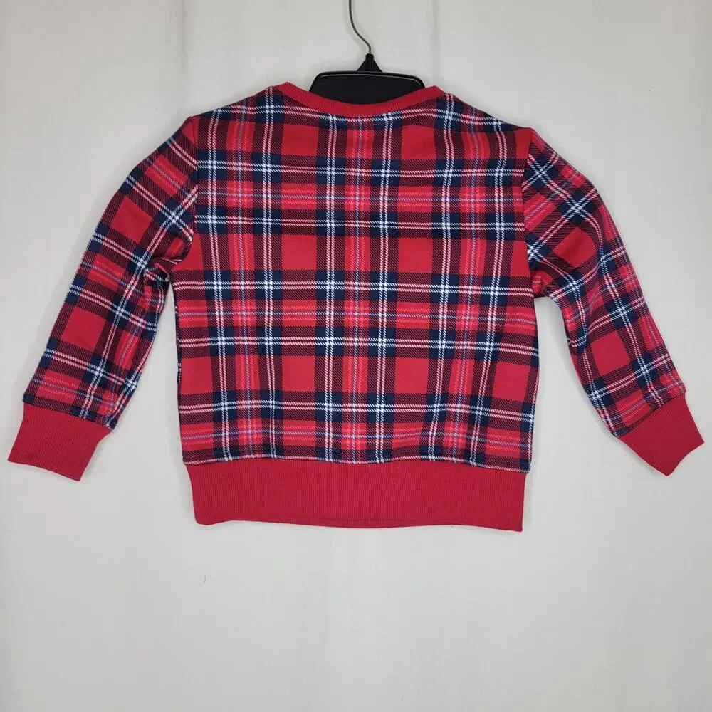 Charter Club Kids Crewneck Top Sweater Cardinal Holiday Plaid Xmas NWT 2T-3T